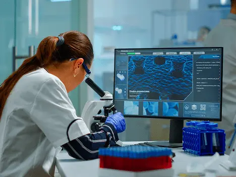 Scientific analysis and reasoning activity with microscope and digital data for ACT online coaching