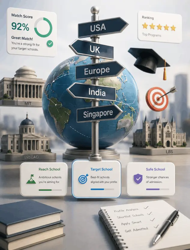 MBA consultant helping students identify best fit international business schools and admission strategy